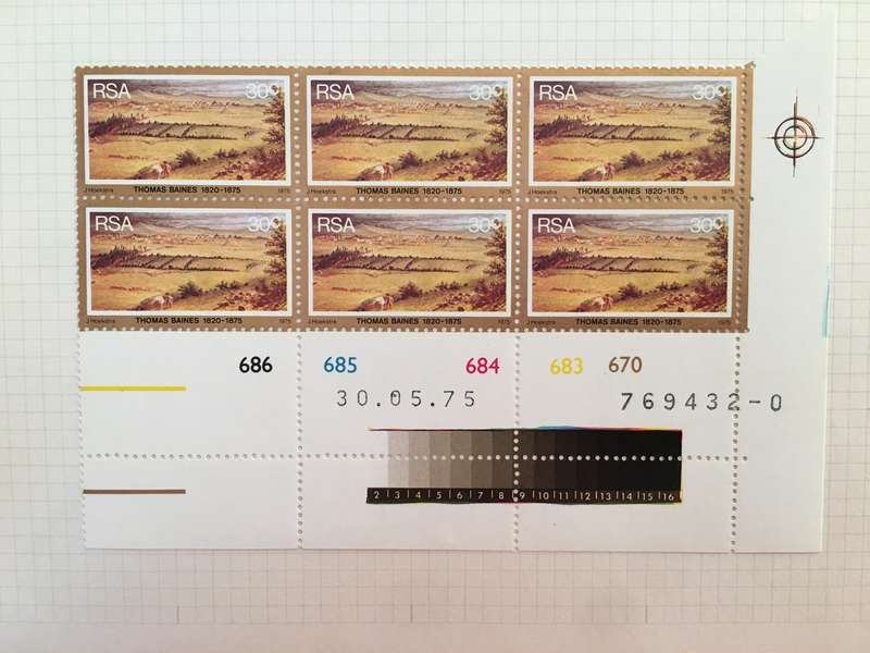 SOUTH AFRICA THOMAS BAINES BLOCK OF 30c STAMPS