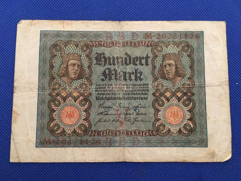GERMANY REICH BANK NOTE 100 MARK 1920 - SEREAL NUMBER - D  M.26231128