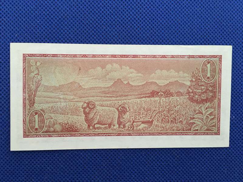 SOUTH AFRICA ONE RAND BANK NOTE  TW DE JONGH  SEREAL NUMBER - B 244 531220 - BOKKIE WATER MARK