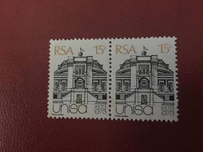 SOUTH AFRICA 15c PAIR OF UNISA STAMPS