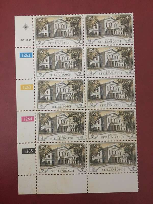 SOUTH AFRICA 1979 BLOCK OF 10 UNUSED STELLENBOSCH STAMPS