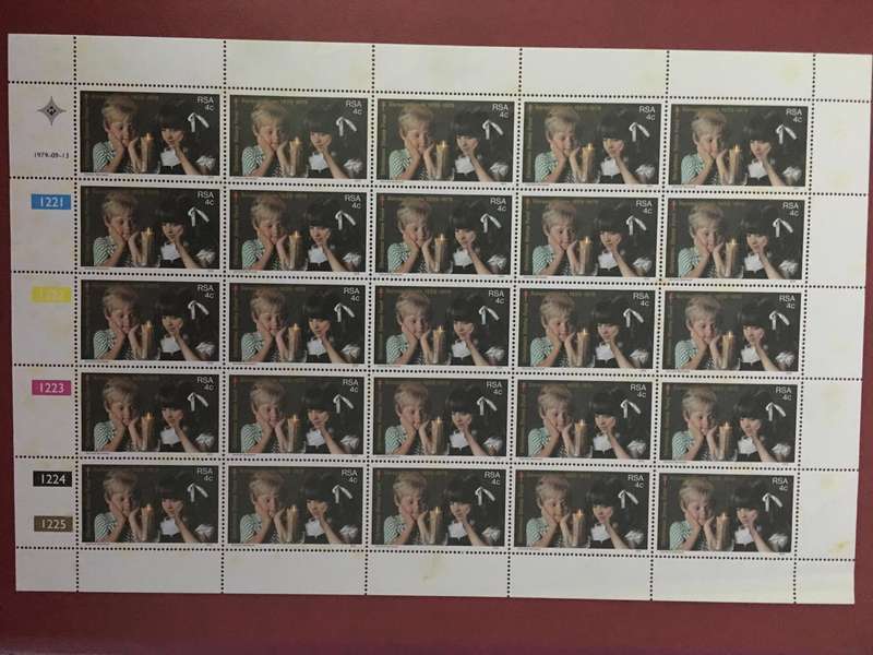 SOUTH AFRICA SHEET OF MINT STAMPS ANNIVERSARY OF THE CHRISTMAS FUND 4c