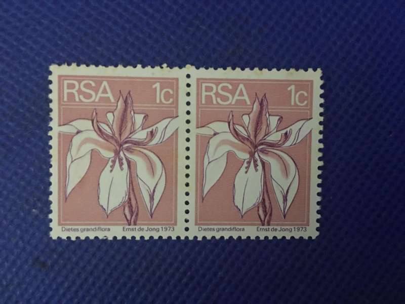 SOUTH AFRICA PAIR OF IRIS STAMPS 1c
