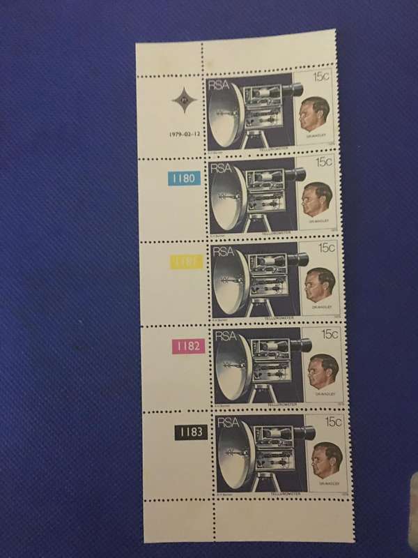 SOUTH AFRICA TELLUMETER MINT BLOCK OF STAMPS 15c