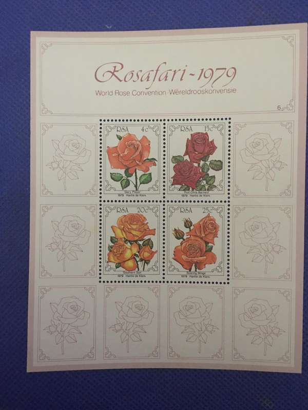 SOUTH AFRICA ROSE SHEET OF MINT STAMPS
