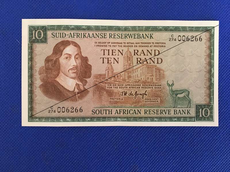 SOUTH AFRICA - R10 TEN RAND BANK NOTE - TW DE JONGH  UNC CONDITION