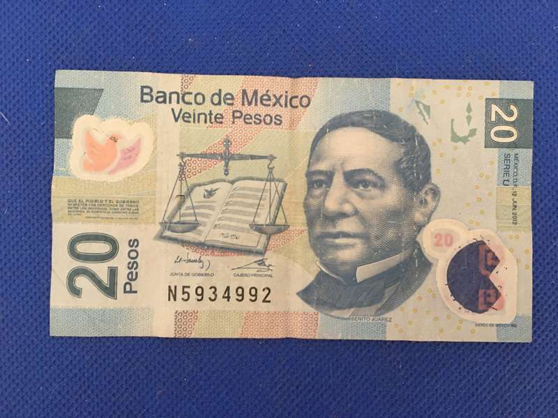 MEXICO 20 PESOS BANK NOTE 2012 - SEREAL NUMBER - N 5934992