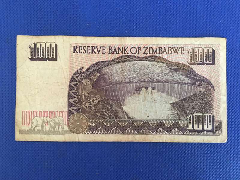 ZIMBABWE - ONE HUNDRED DOLLARS BANK NOTE - 1995 - SERIAL NUMBER - GV 6359725