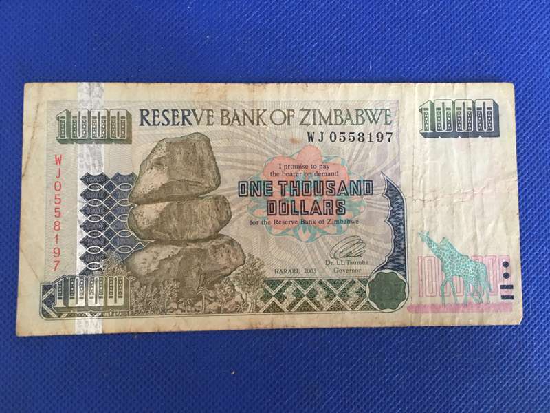 ZIMBABWE ONE THOUSAND DOLLARS  2003