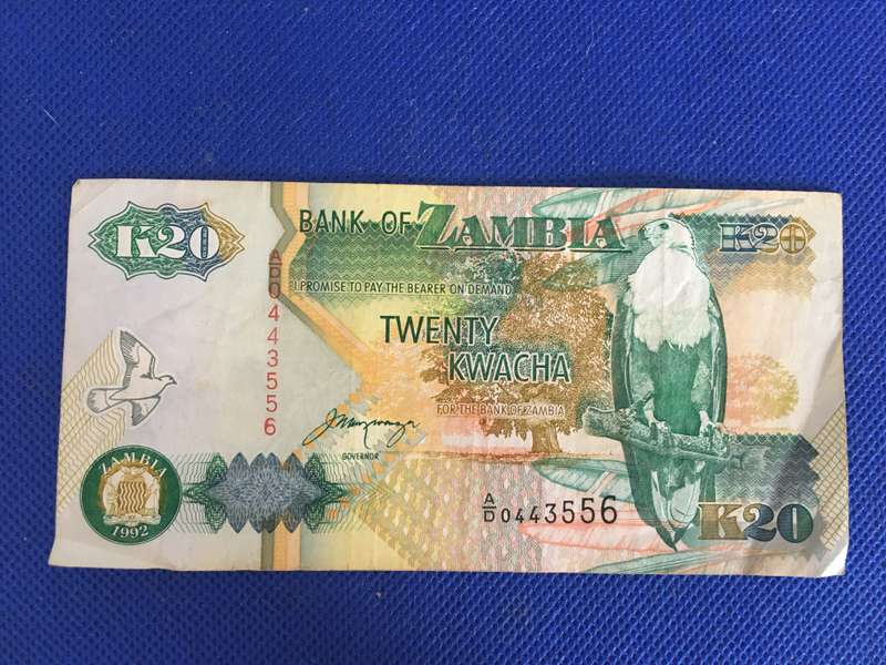 ZAMBIA BANK NOTE 20 KWACHA - 1992 - USED