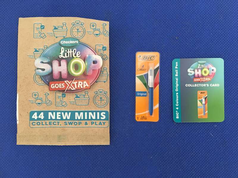 CHECKERS LITTLE SHOP MINIS GOES EXTRA - BIC PEN / CARD / AND BAG