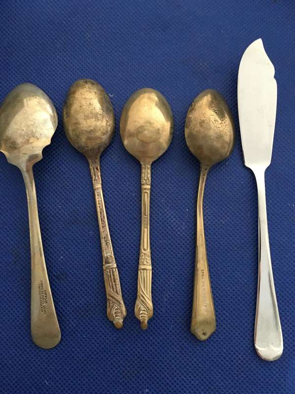 ASSORTMENT OF TEASPOONS AND KNIFE 2 ARE TWELVE APOSTLES