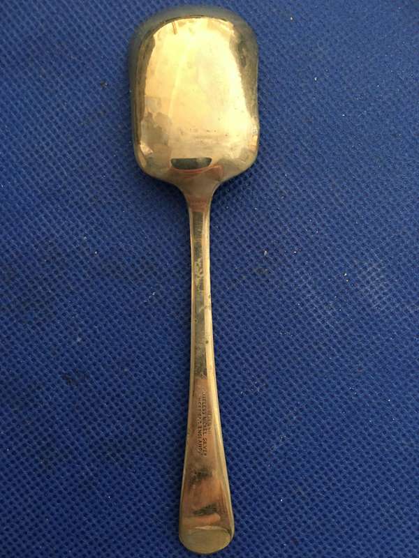 LOVELY PLATED NICKLE SILVER SUGAR SPOON  SHEFFIELD ENGLAND