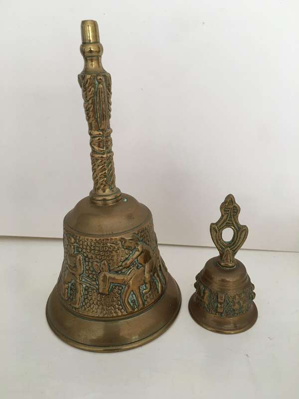 DUTCH HEAVY ORNATE BRASS  BELL AND FREE MINI ONE
