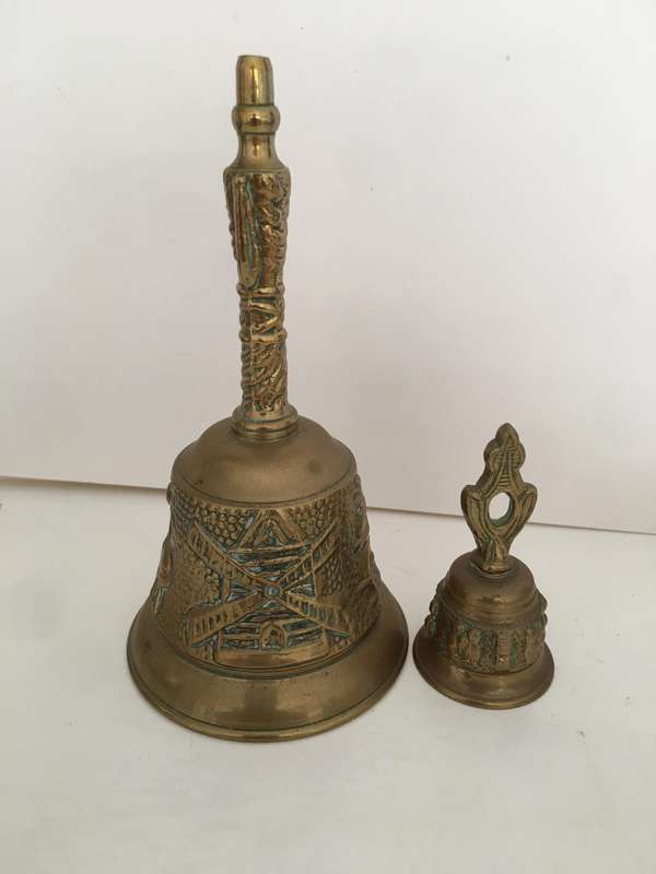 DUTCH HEAVY ORNATE BRASS  BELL AND FREE MINI ONE