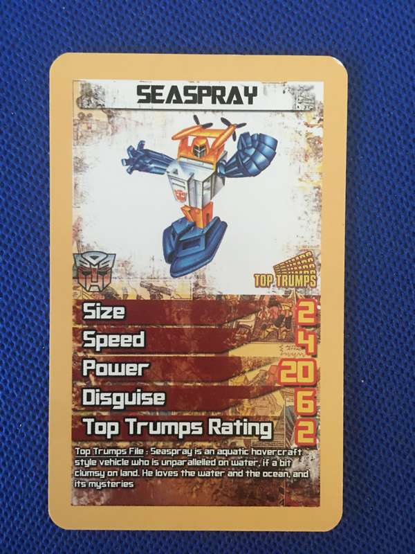 TOP TRUMPS TRANS FORMERS  CELEBRATING 30 YEARS - TRADING CARD -  SEASPRAY