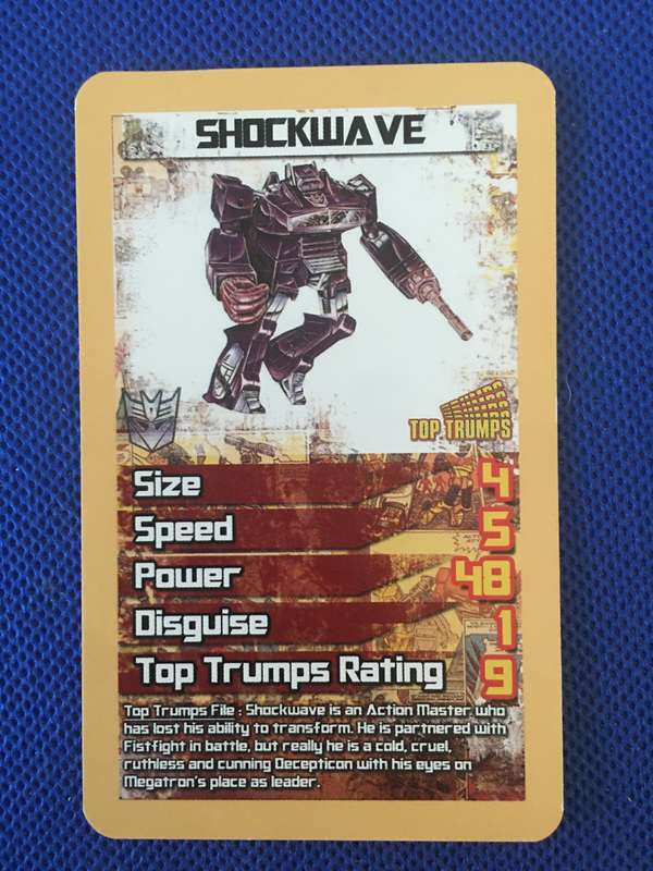 TOP TRUMPS TRANS FORMERS  CELEBRATING 30 YEARS - TRADING CARD - SHOCKWAVE