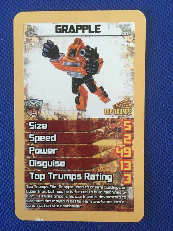 TOP TRUMPS TRANS FORMERS  CELEBRATING 30 YEARS - TRADING CARD -  GRAPPLE