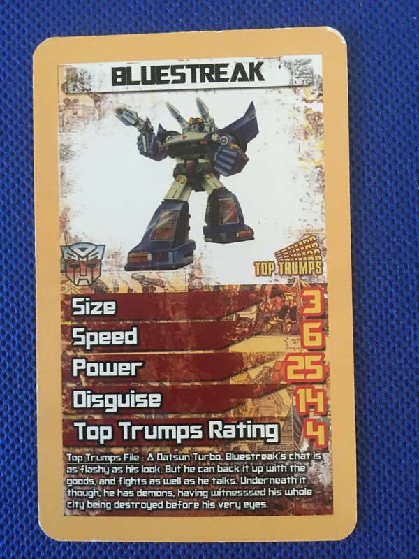 TOP TRUMPS - TRANS FORMERS CELEBRATE 30 YEARS TRADING CARD - BLUESTREAK