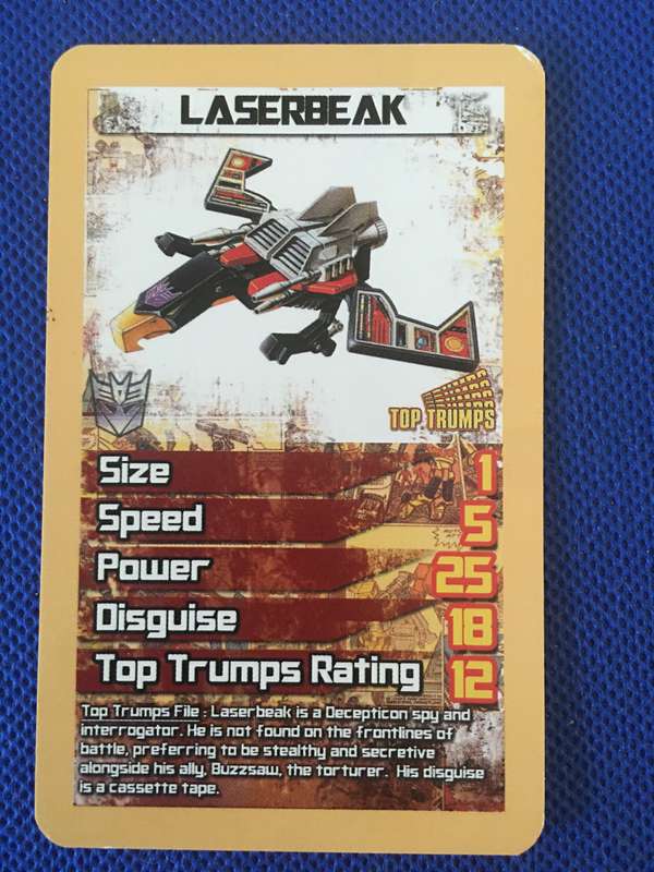 TOP TRUMPS - TRANS FORMERS CELEBRATE 30 YEARS TRADING CARD - LASERBREAK