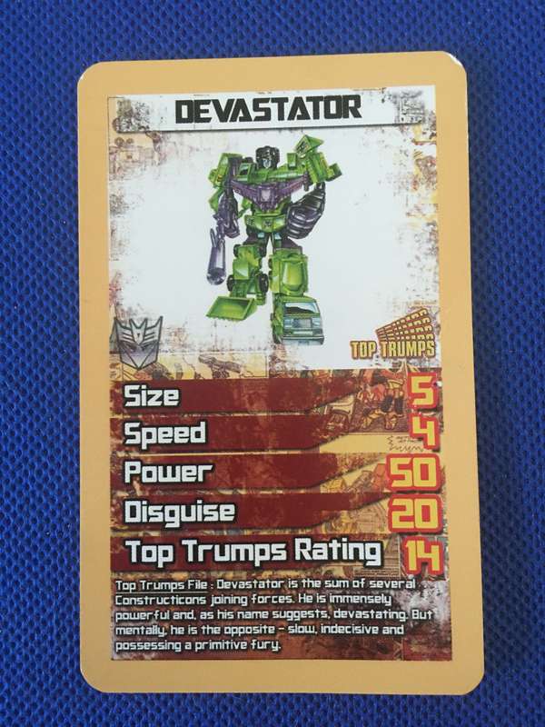 TOP TRUMPS - TRANS FORMERS CELEBRATE 30 YEARS TRADING CARD - DEVASTATOR