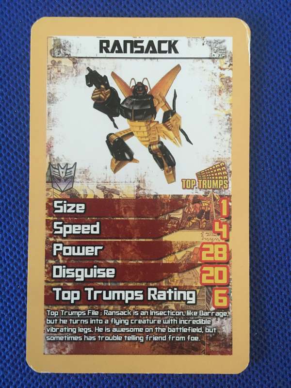 TOP TRUMPS TRANS FORMERS  CELEBRATING 30 YEARS - TRADING CARD - RANSACK