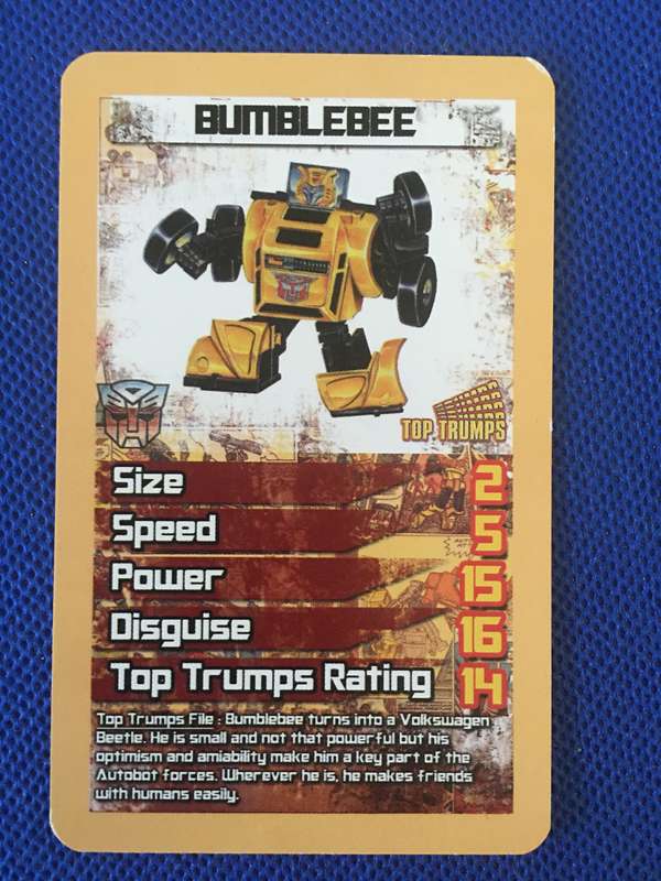 TOP TRUMPS - TRANS FORMERS CELEBRATE 30 YEARS TRADING CARD - BUMBLEBEE