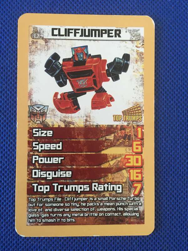 TOP TRUMPS - TRANS FORMERS CELEBRATE 30 YEARS TRADING CARD - CLIFFJUMPER