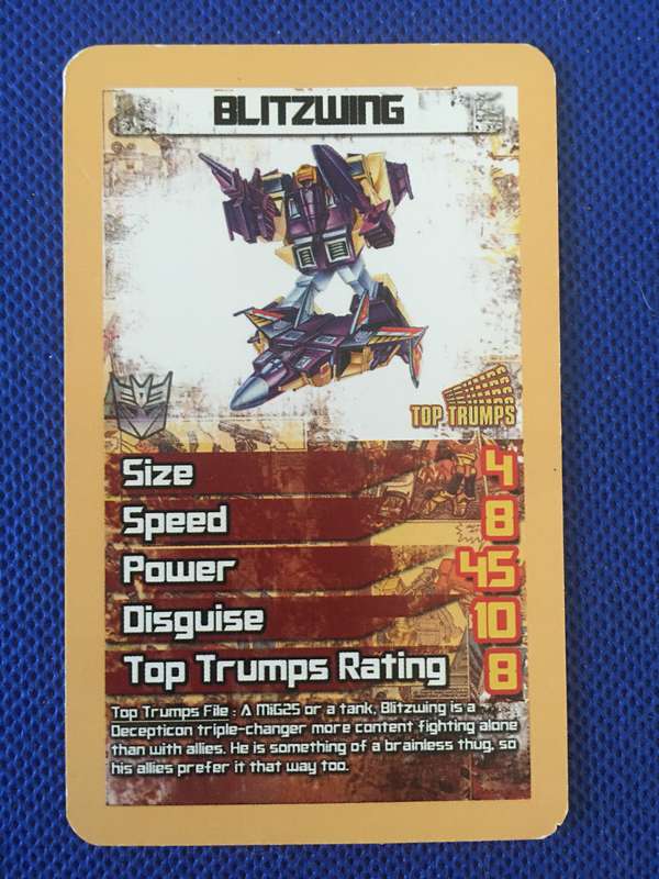 TOP TRUMPS - TRANS FORMERS CELEBRATE 30 YEARS TRADING CARD - BLITZWING