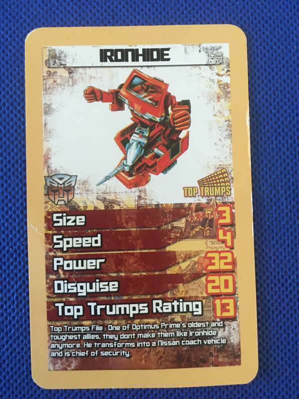 TOP TRUMPS - TRANS FORMERS CELEBRATE 30 YEARS TRADING CARD - IRONHIDE
