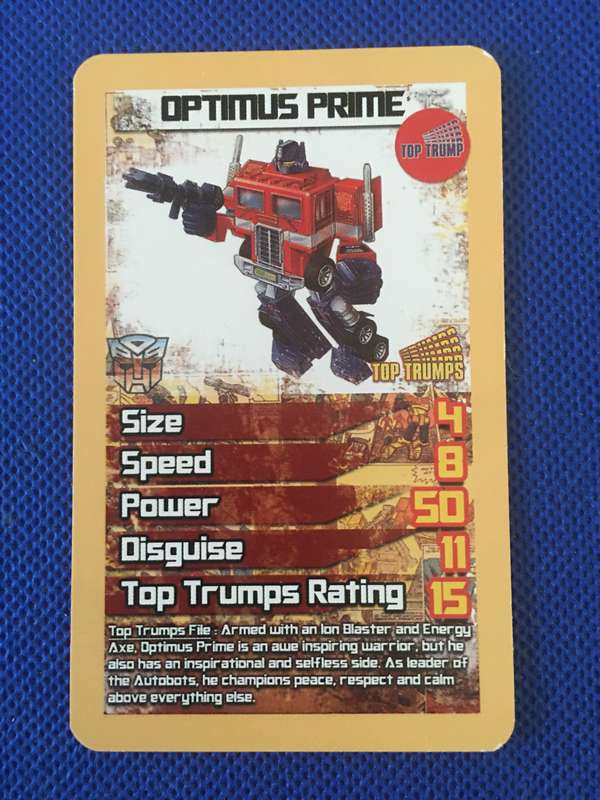 TOP TRUMPS - TRANS FORMERS CELEBRATE 30 YEARS TRADING CARD - OPTIMUS PRIME