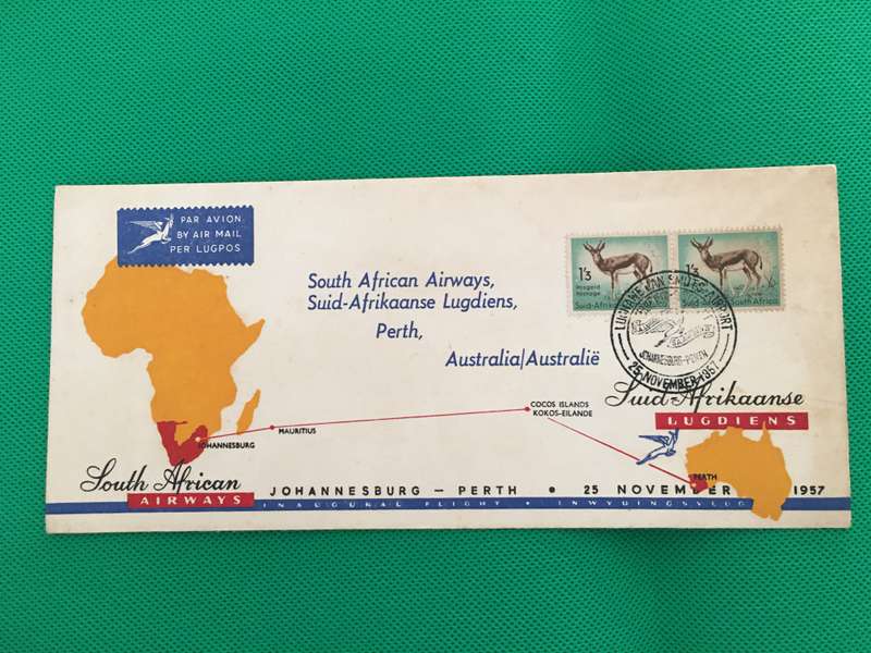 VINTAGE FIRST DAY COVER - FIRST FLIGHT TO AUSTRALIA  SAA - 1957 EXTREMELY RARE!!!! SEE  ON E BAY