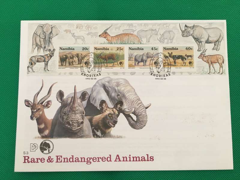 NAMIBIA FIRST DAY COVER - RARE & ENDANGERED ANIMALS
