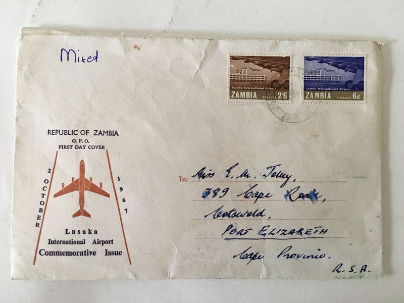 ZAMBIA 1967 FIRST DAY COVER - INTERNATIONAL AIRPORT COMMEMORATIVE ISSUE