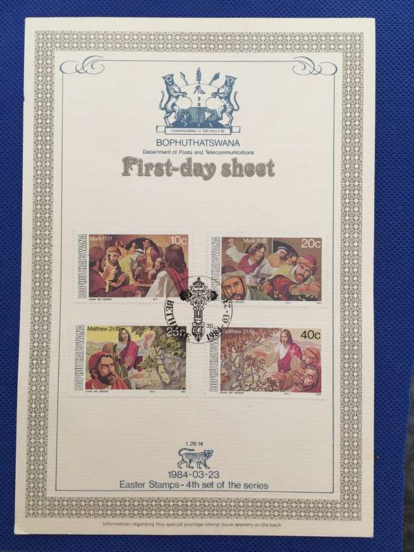 BOPHUTHATSWANA 1984 - FIRST DAY COVER - EASTER STAMPS