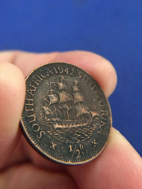 SOUTH AFRICA 1/2 D HALF PENNY - 1942