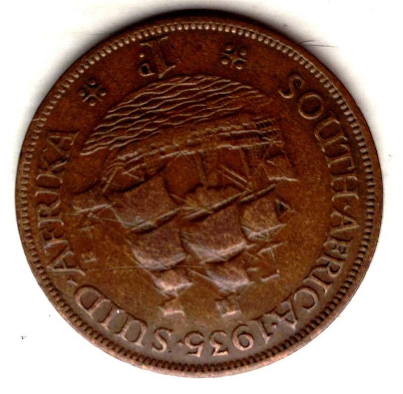 1935 South Africa 1 Penny coin see condition