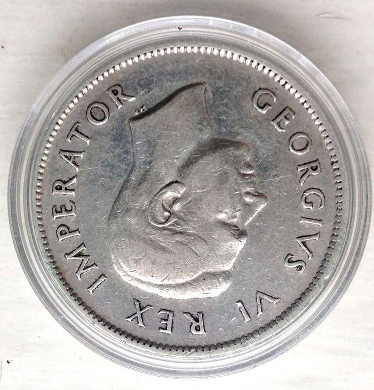 1943 South Africa 2 Shilling in good Condition