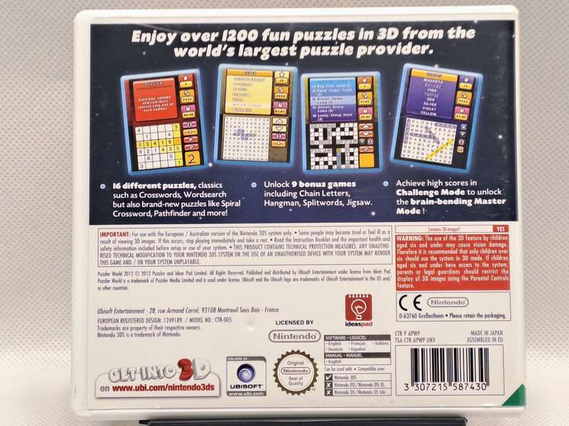 Puzzler 3D World 2012 - Nintendo 3DS Game