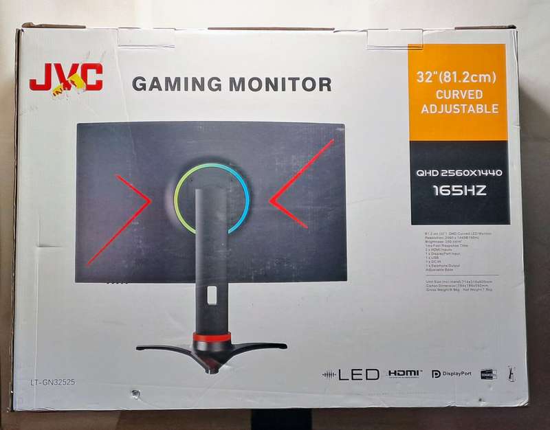 JVC 32" Edgeless Curved QHD 1440p 165Hz Gaming Monitor (Model LT-GN32525)