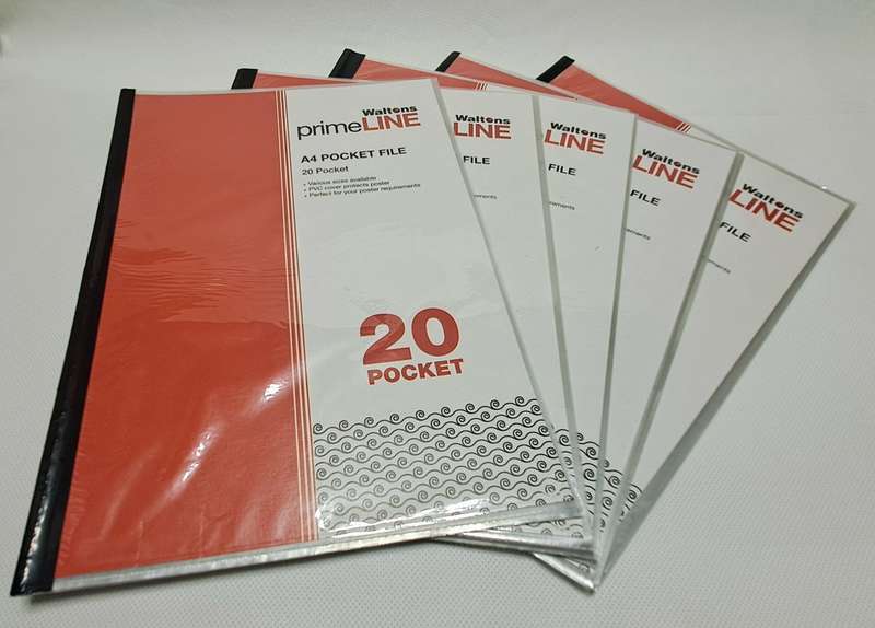 Waltons Primeline A4 20 Pocket Display Files (Pack of 5)