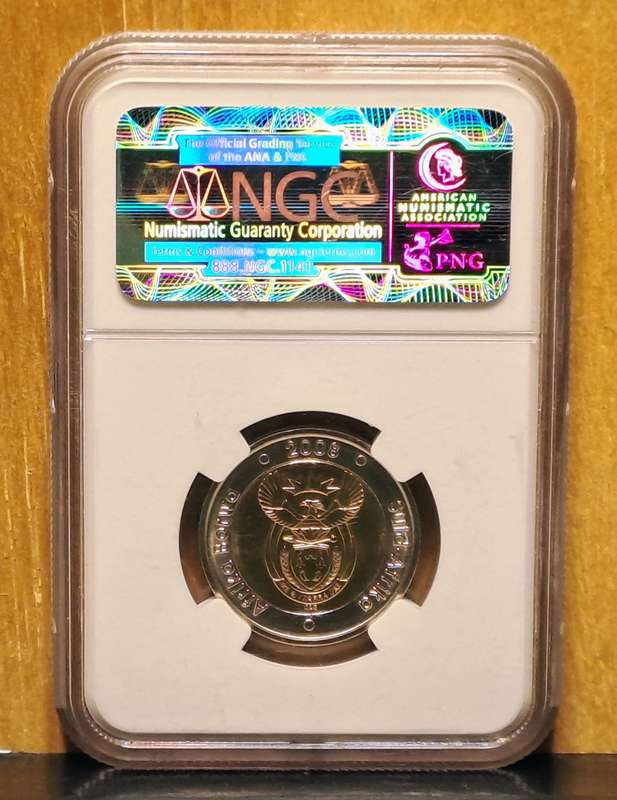 2008 South African 5R Mandela 90th Birthday coin (NGC MS66)