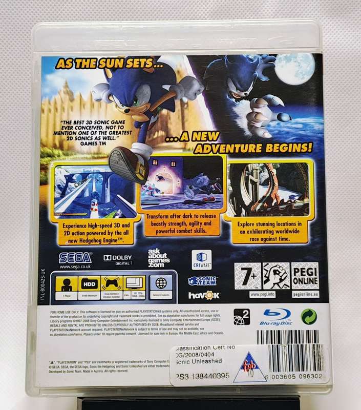 Sonic Unleashed - Sony PlayStation 3 / PS3 Game
