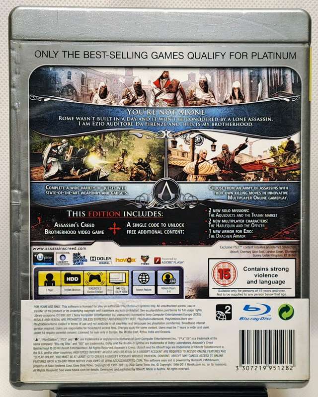 Assassin's Creed Brotherhood - Sony PlayStation 3 / PS3 Game (Platinum)