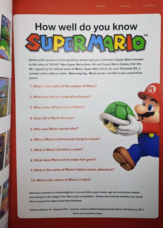 Nintendo 25th Anniversary Super Mario History CD with Booklet & SA Magazine with Stickers
