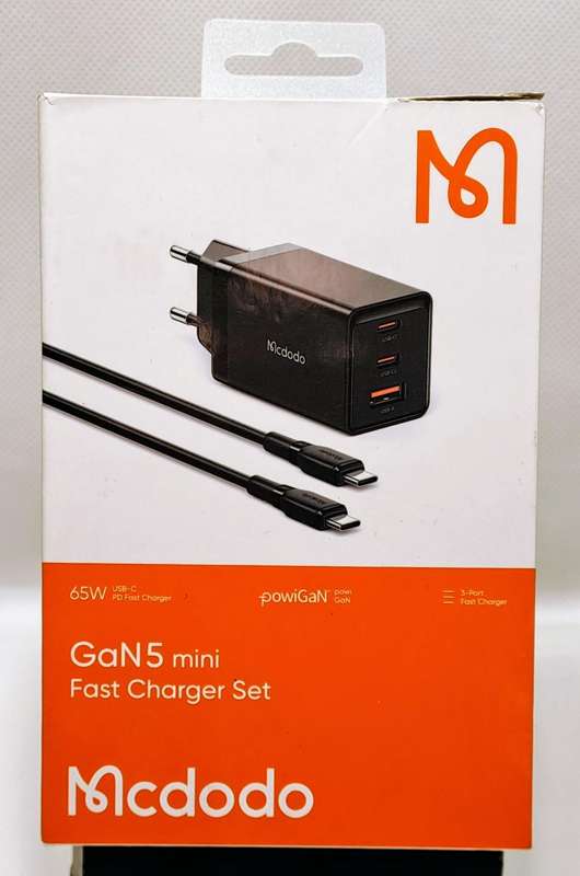 Mcdodo GaN 5 Mini Fast Charger Set  3-Port Compact Wall Charger with USB-C Cable (Black)