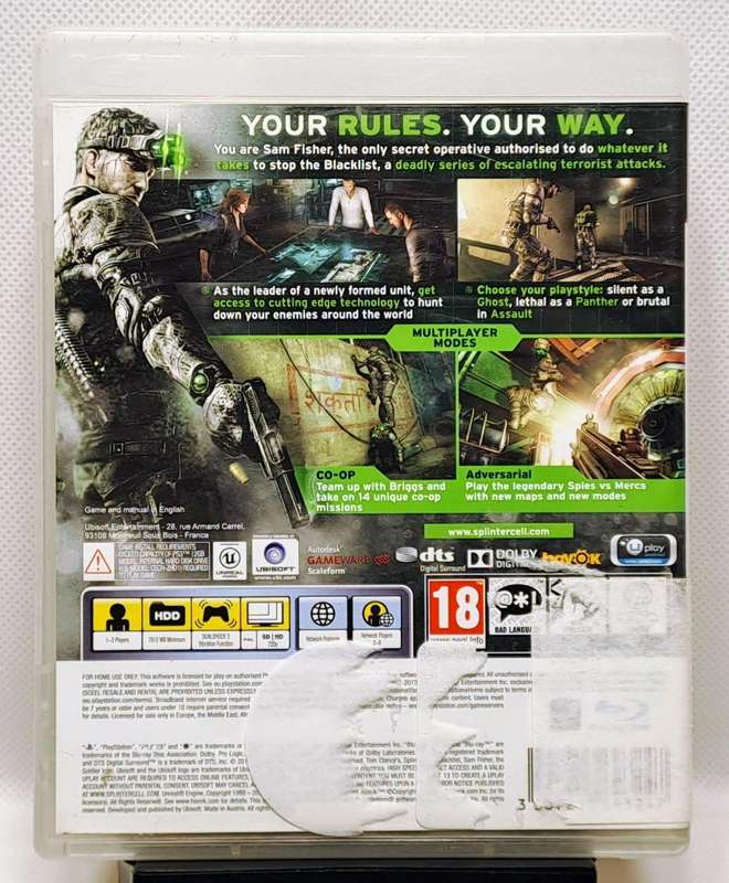 Tom Clancy's Splinter Cell: Blacklist - Sony PlayStation 3 / PS3 Game