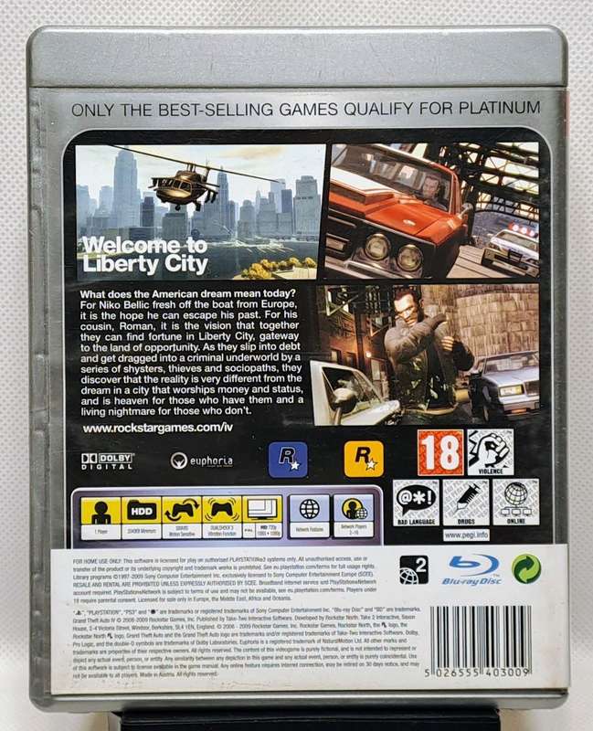Grand Theft Auto IV (GTA 4) - Sony PlayStation 3 / PS3 Game (Platinum)
