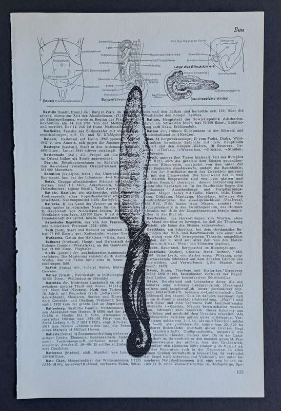 Fineliner Object Art Print on Vintage Dictionary Page (p105 - Knife) (240mm x 160mm)