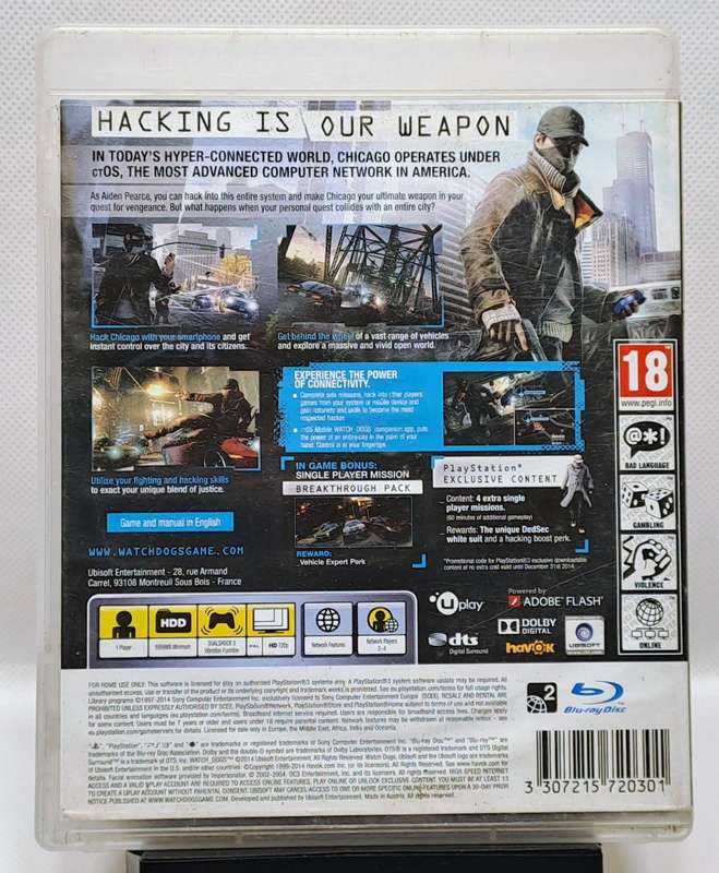 Watchdogs (Watch_Dogs) - Sony PlayStation 3 / PS3 Game (Free Shipping)